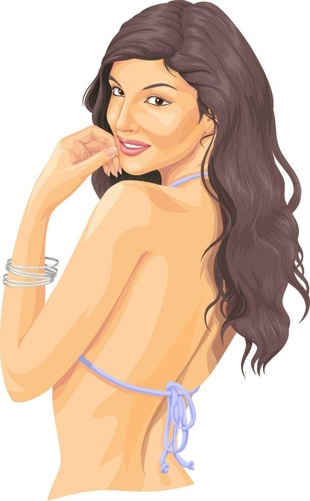 Vector of sexy woman showing her back.