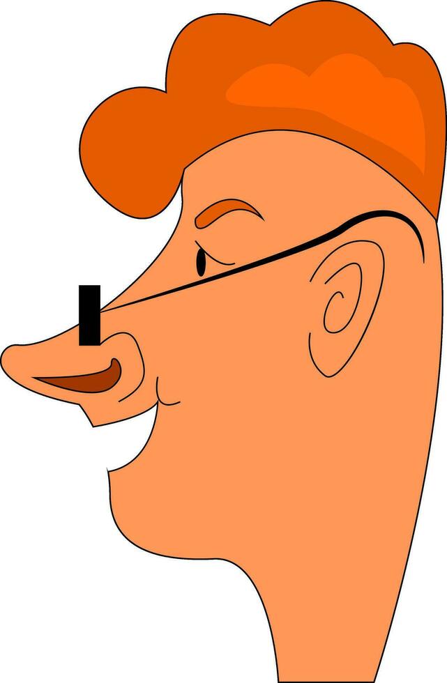 Caricature of ginger boy smilling vector illustration on white background.