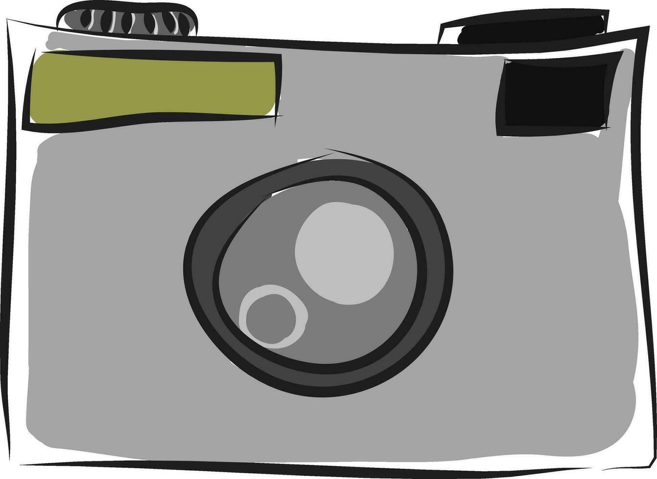 Vector illustration of simple grey photo camera on white background.