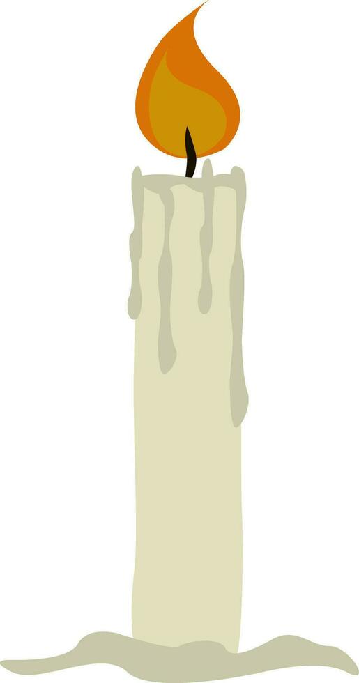 Simple white burning candle vector illustration on white backgroung.