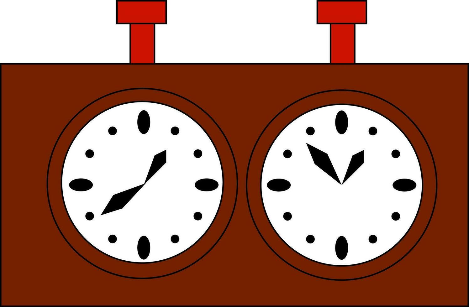 Simple vector illustration of a brown chess clock on white background.