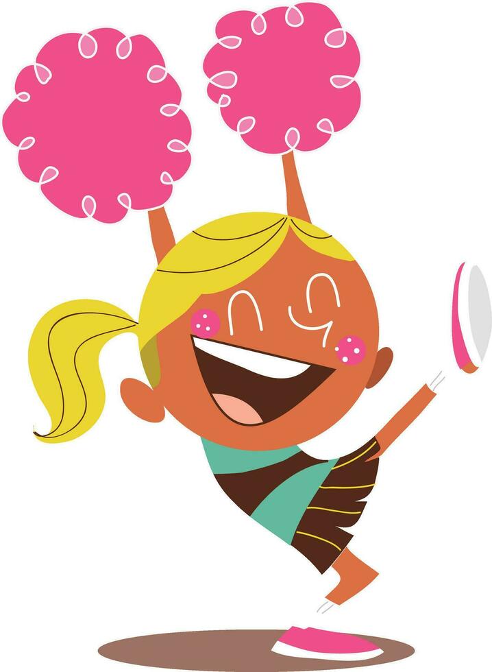 Yound blond illustration of a smiling cheerleader cheering vector