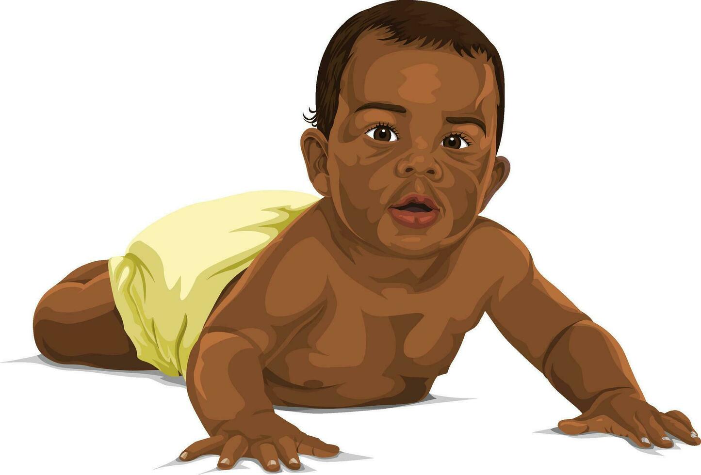 Vector of black baby boy crawling.