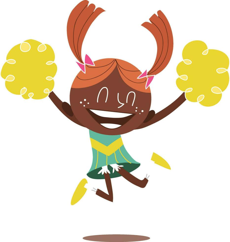 Illustration of a young smiling cheerleader jumping and cheering. vector