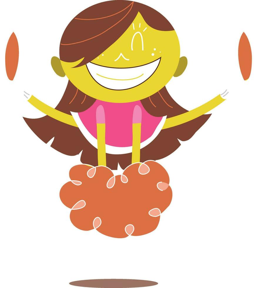 Young yellow cheerleader cheering and jumping vector