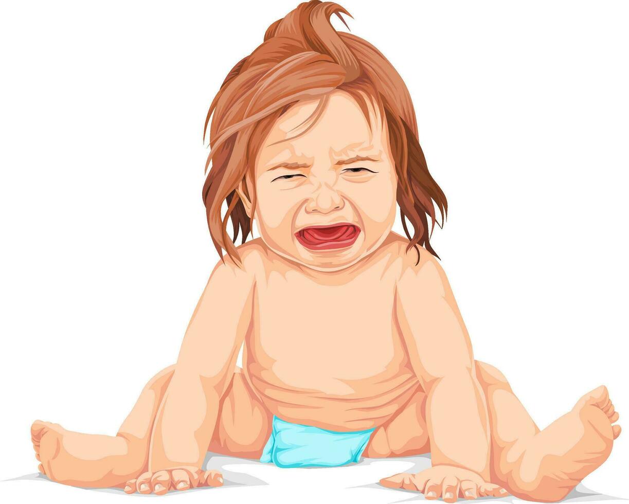 Vector of crying baby.