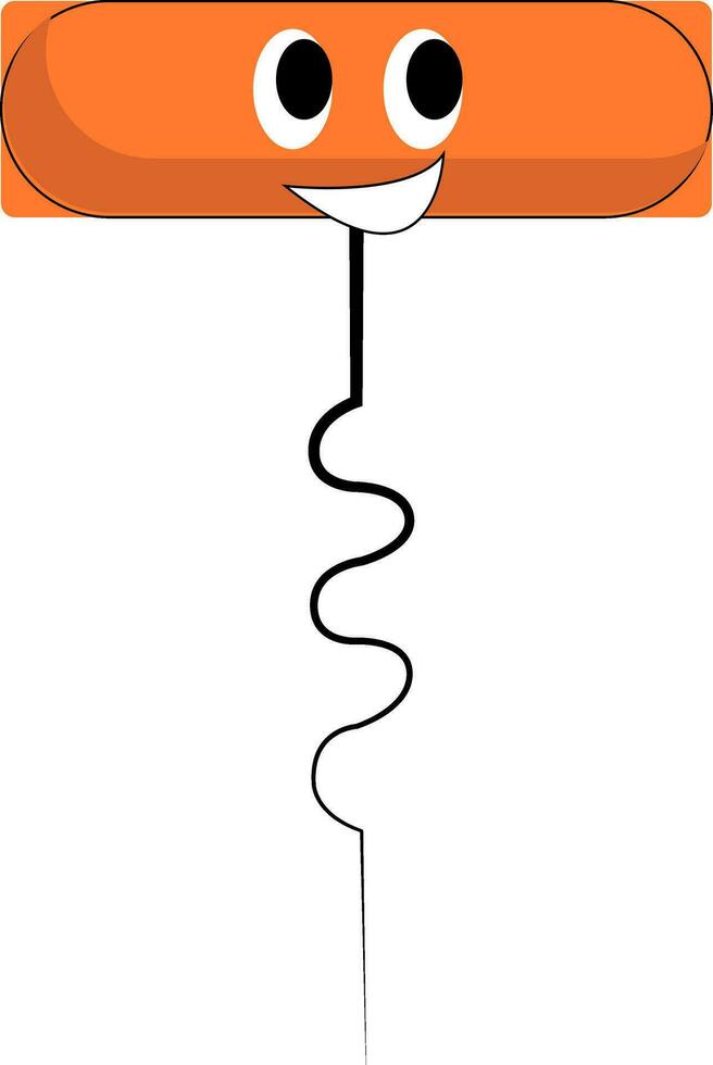 Smiling orange corkscrew vector illustration on white background.