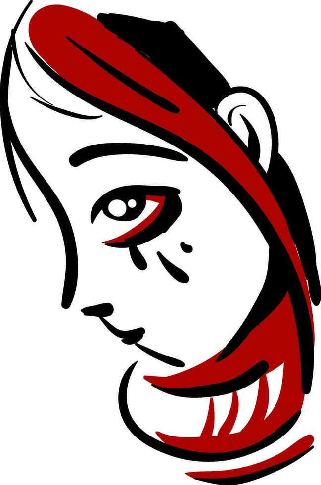 llorando rojo cabeza niña vector ilustración en blanco antecedentes.