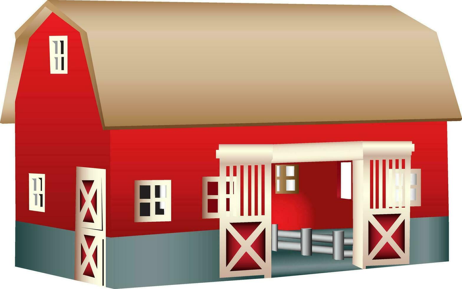 Red wooden toy barn vector