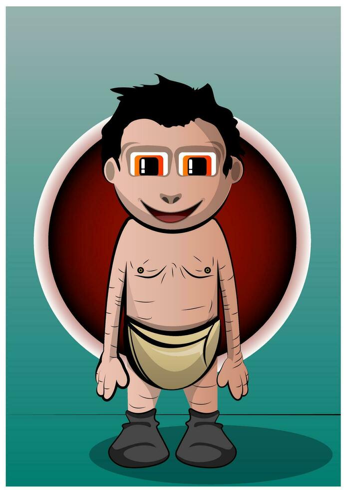 Smiling dude in diapers, illustration vector