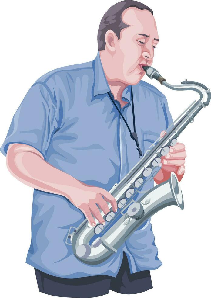 Vector of man playing saxophone.