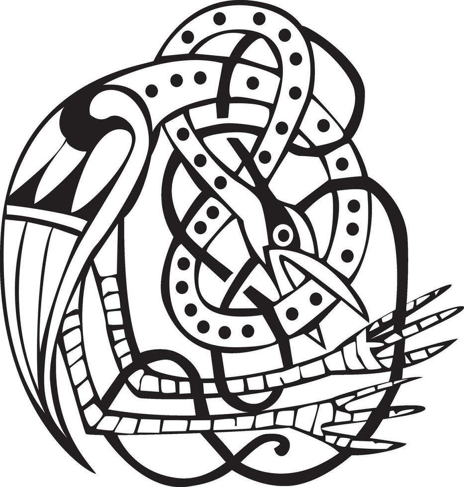 Celtic design with knotted lines of a bird vector