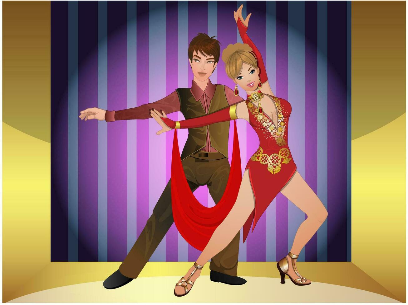 Ballroom dancers, illustration vector