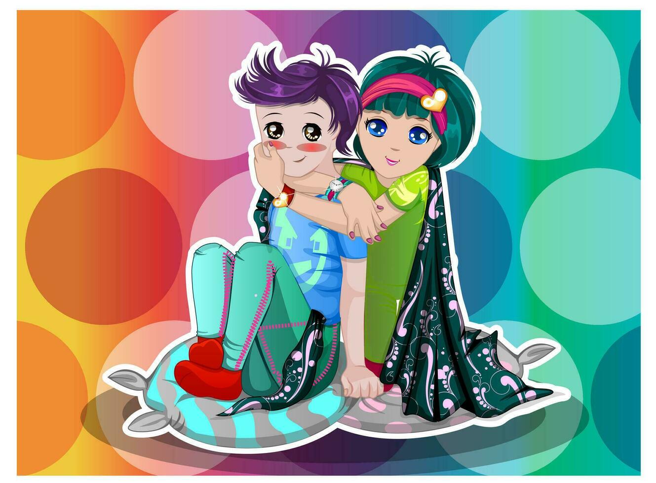 Young couple, illustration vector