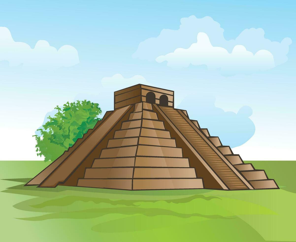 Mayan pyramid, illustration vector
