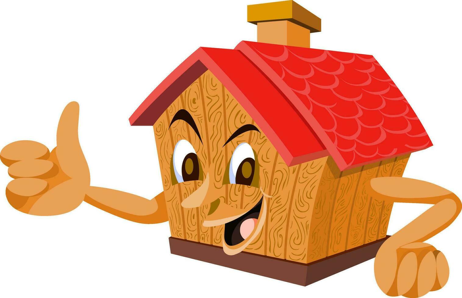 Wooden House with a Face, illustration vector