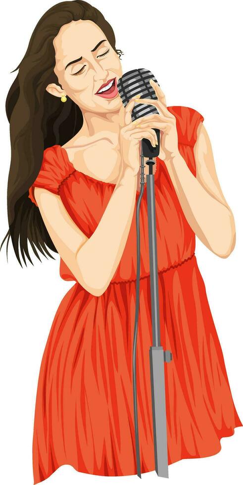 vector de mujer cantando.