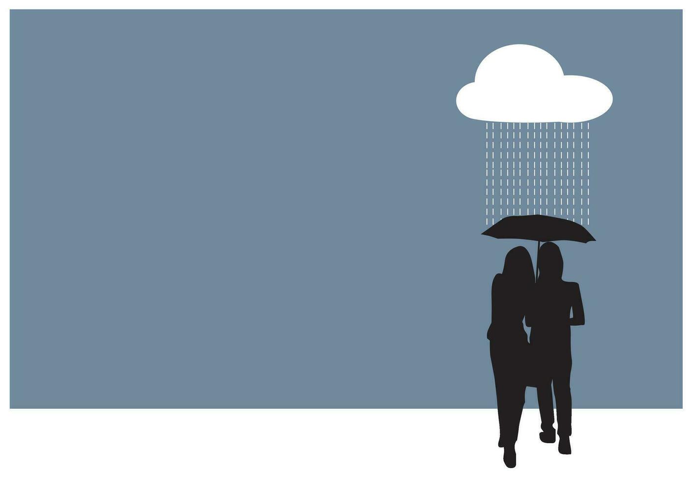 Couple sharing an umbrella, illustration vector