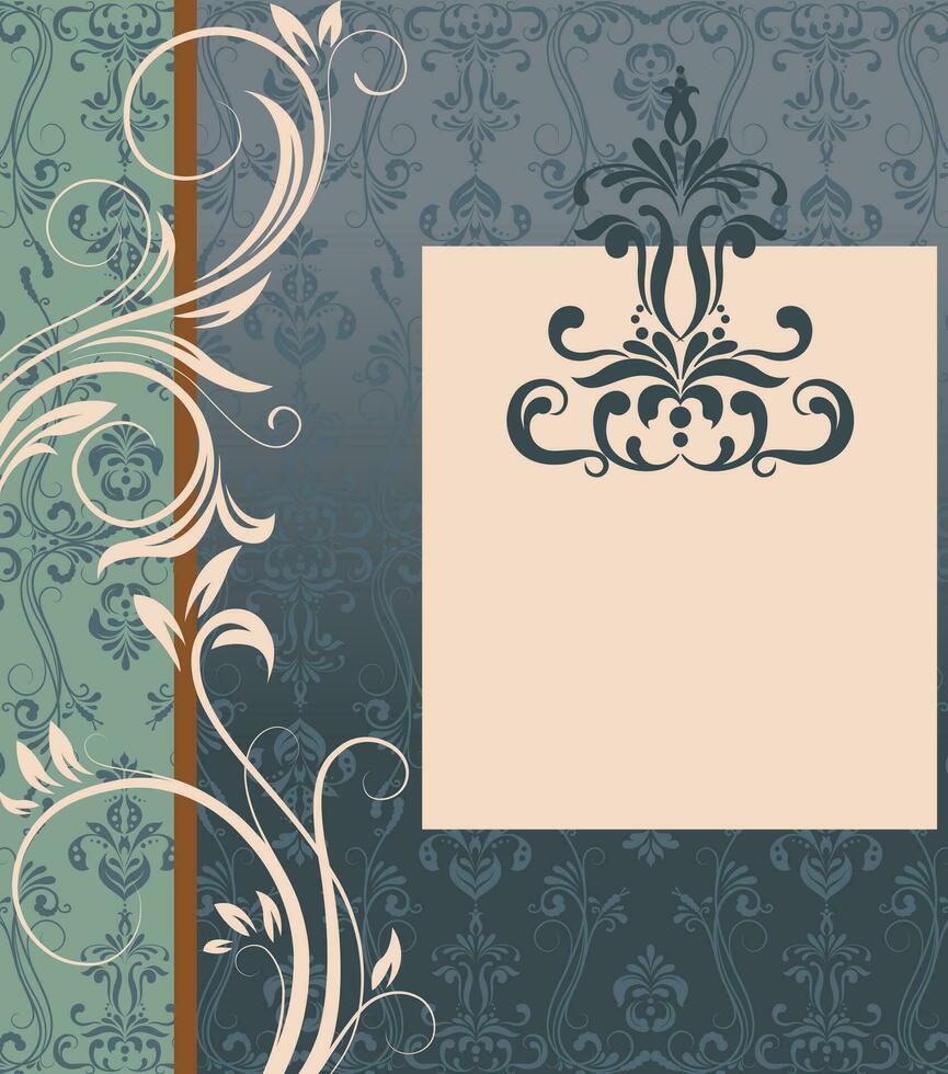 Vintage invitation card with ornate elegant retro abstract floral design vector