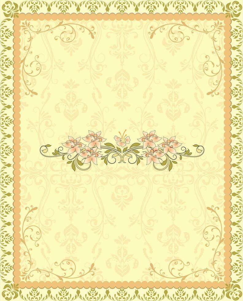 tarjeta de invitación vintage con diseño floral abstracto retro elegante adornado vector