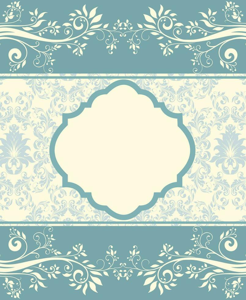 Blue floral invitation card vector