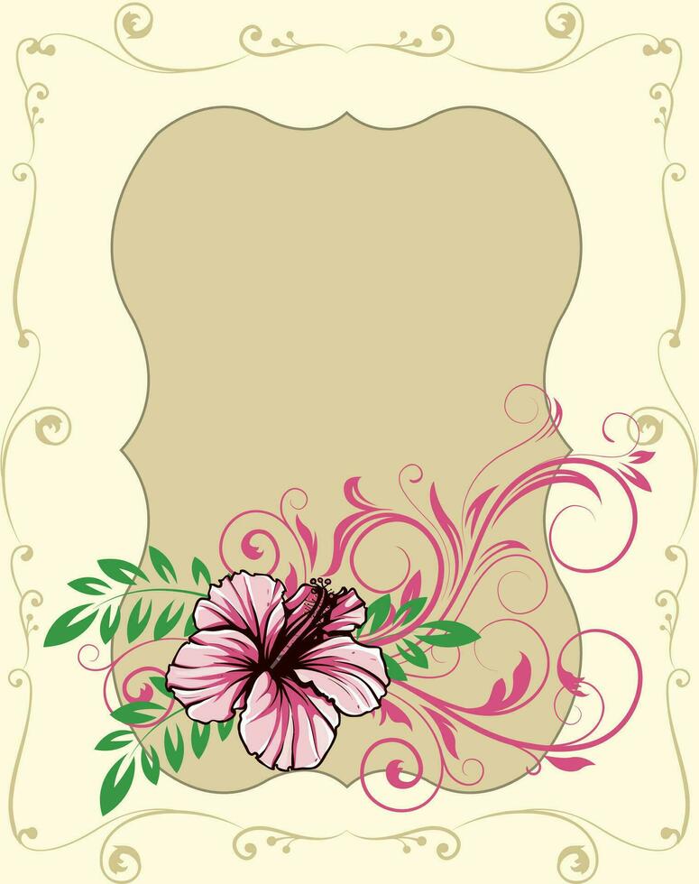 Vintage invitation card with ornate elegant retro abstract floral design vector