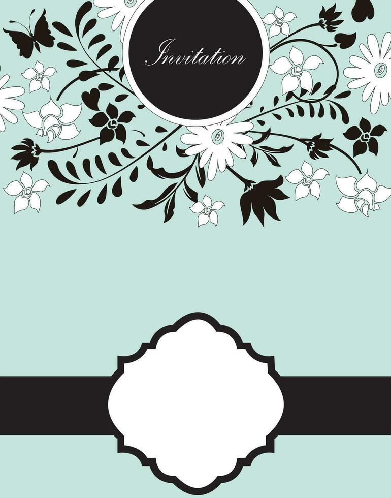 tarjeta de invitación vintage con diseño floral abstracto retro elegante adornado vector