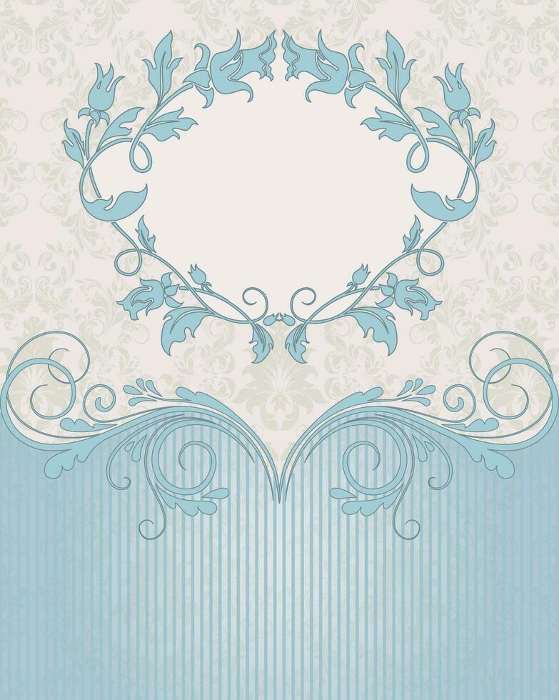 Blue floral card vector