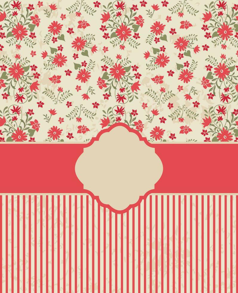 Vintage invitation card with ornate elegant retro abstract floral design vector