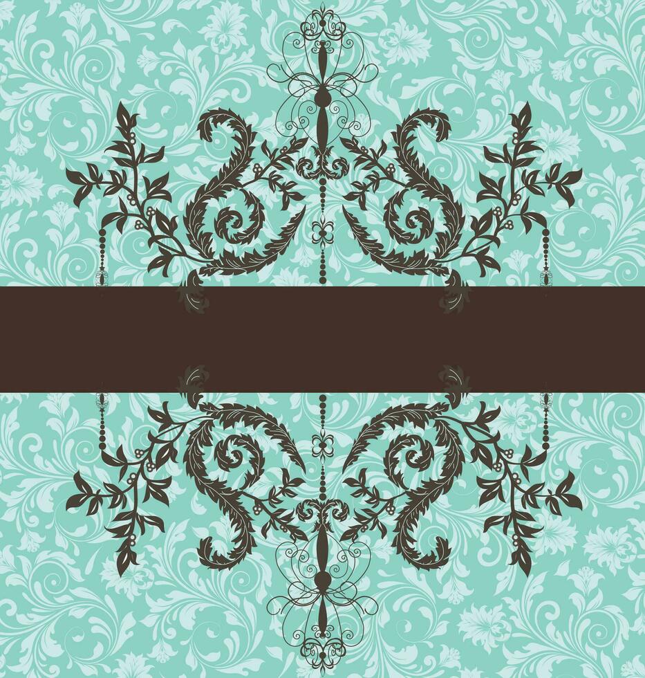 Vintage invitation card with ornate elegant retro abstract floral design vector