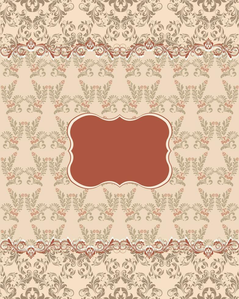 Vintage invitation card with ornate elegant retro abstract floral design vector