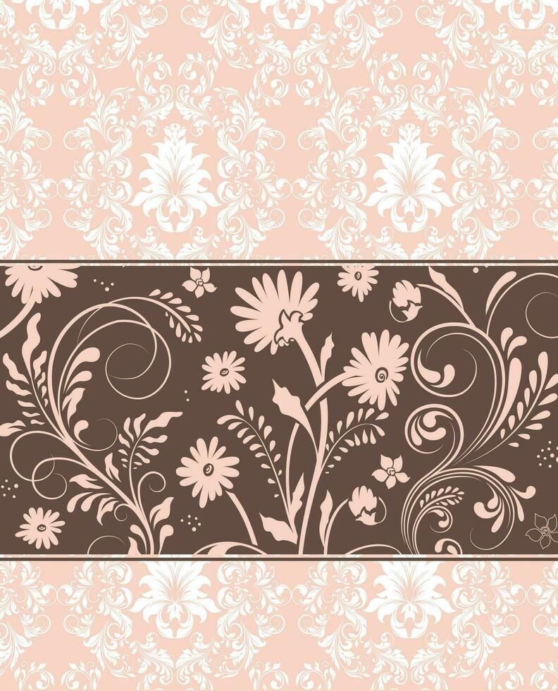 tarjeta de invitación vintage con diseño floral abstracto retro elegante adornado vector