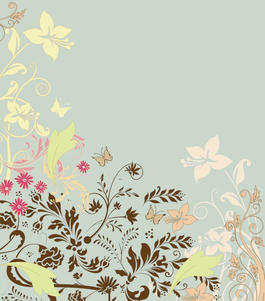 Vintage invitation card with ornate elegant retro abstract floral design vector