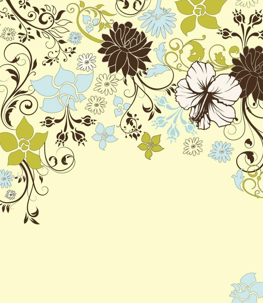 tarjeta de invitación vintage con diseño floral abstracto retro elegante adornado vector