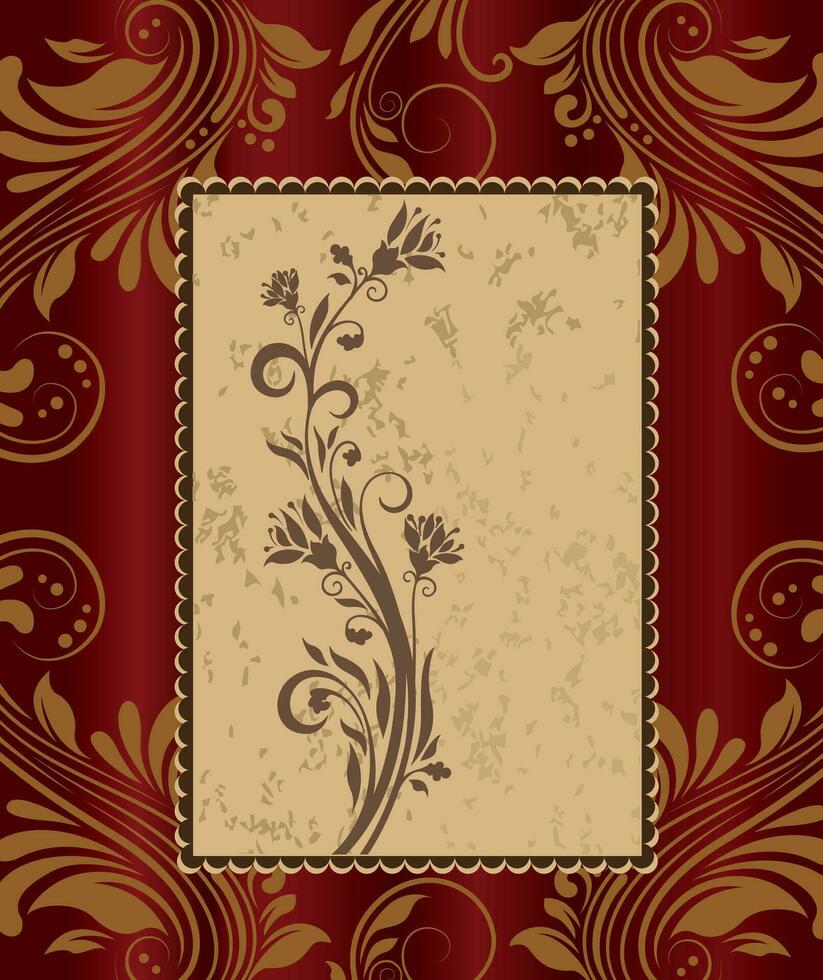 Vintage invitation card with ornate elegant retro abstract floral design vector