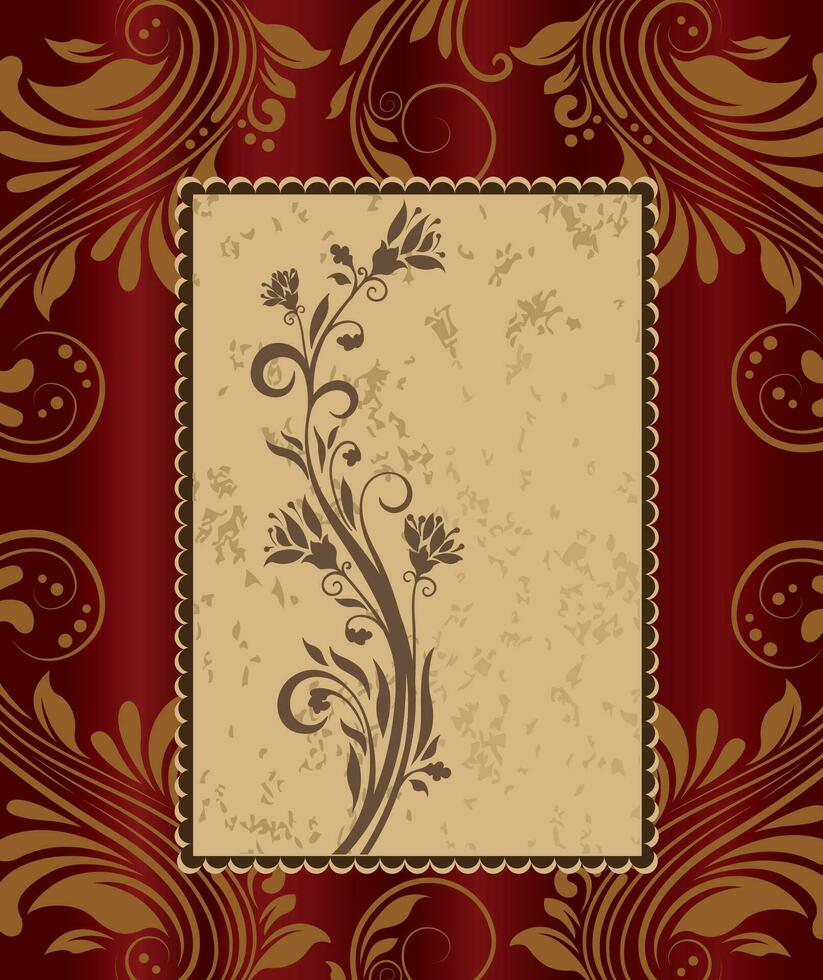 tarjeta de invitación vintage con diseño floral abstracto retro elegante adornado vector