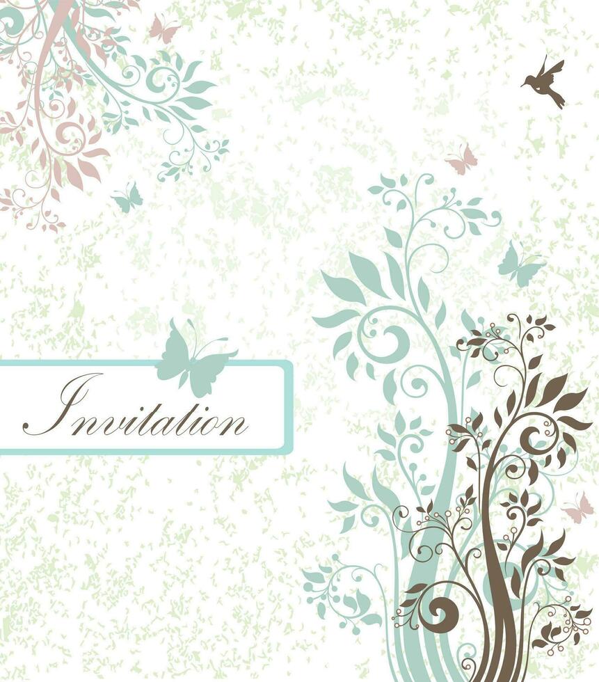 tarjeta de invitación vintage con diseño floral abstracto retro elegante adornado vector