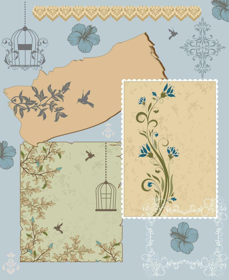 Vintage invitation card with ornate elegant retro abstract floral design vector