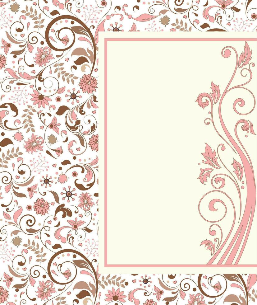 Vintage invitation card with ornate elegant retro abstract floral design vector