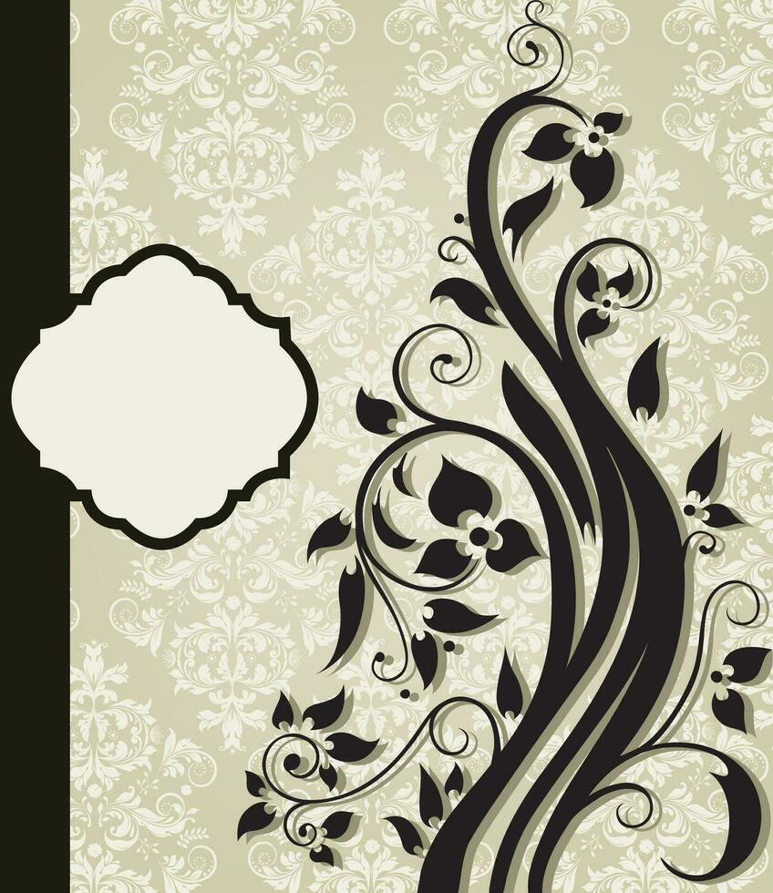 Invitation vintage card with floral ornament vector