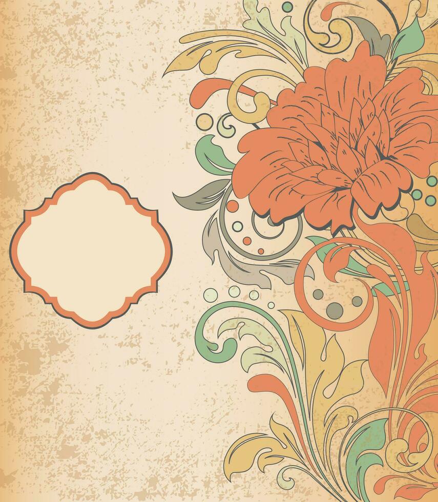 Vintage invitation card with ornate elegant retro abstract floral design vector