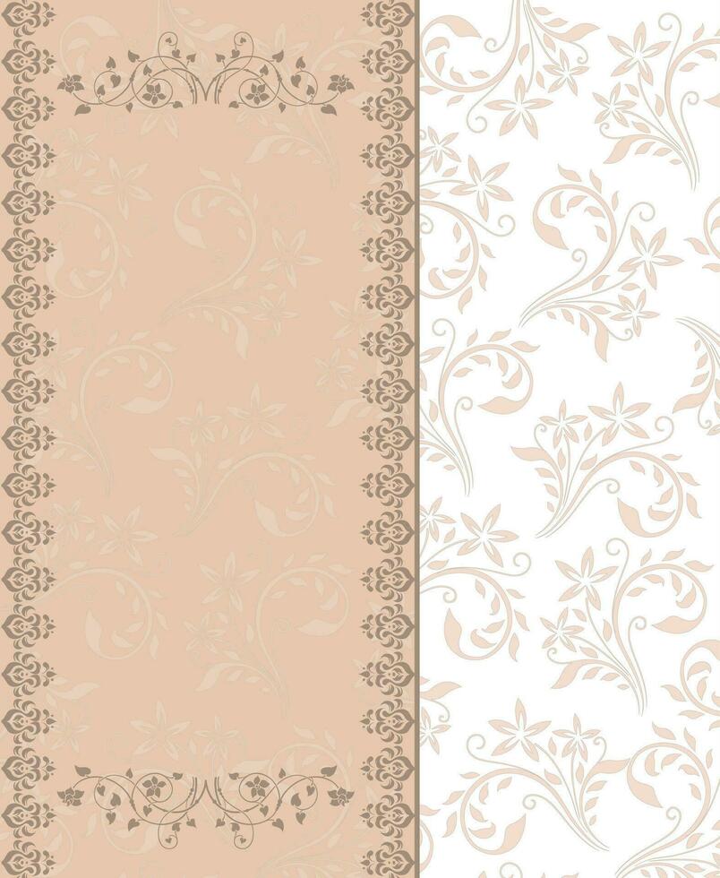 Vintage invitation card with ornate elegant retro abstract floral design vector