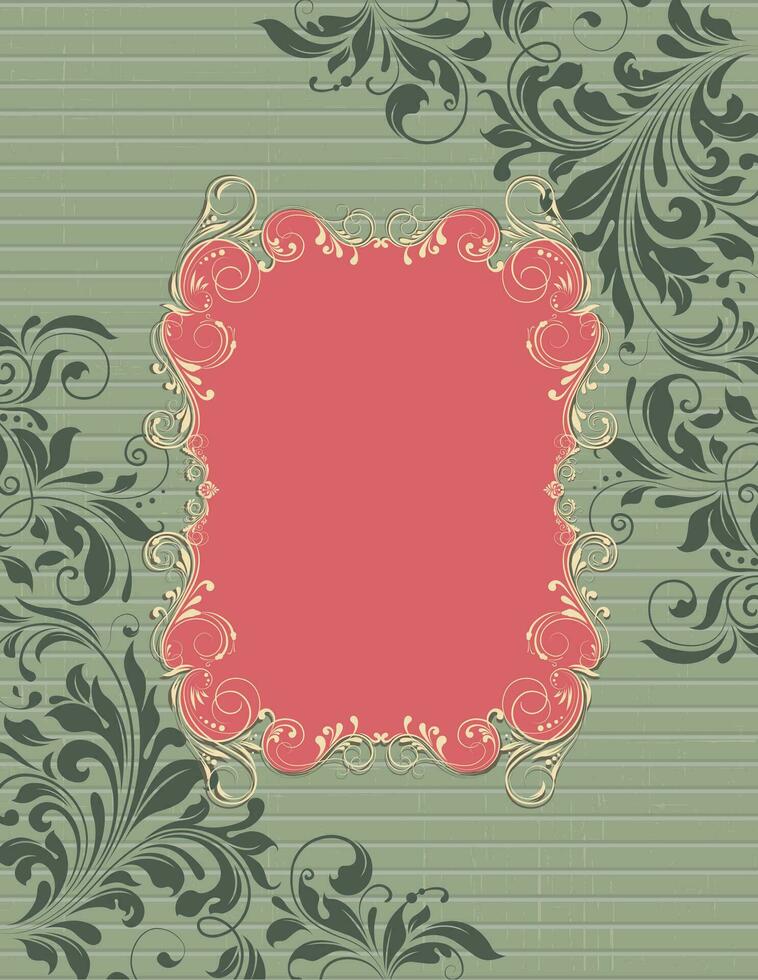 Vintage invitation card with ornate elegant retro abstract floral design vector