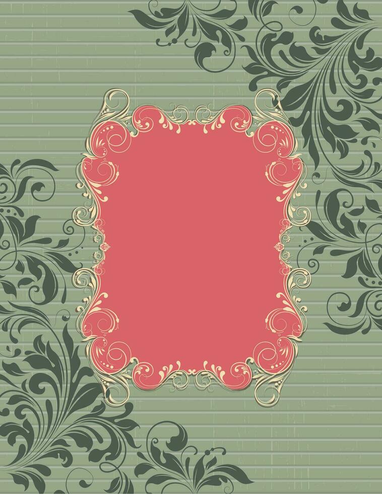 Vintage invitation card with ornate elegant retro abstract floral design vector