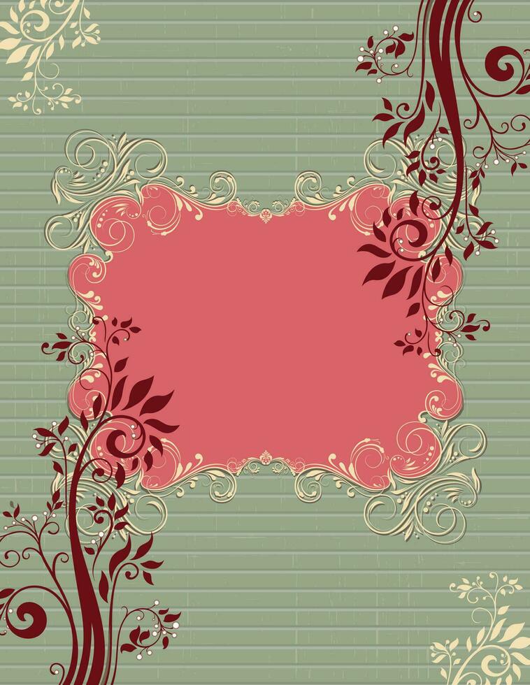 Vintage invitation card with ornate elegant retro abstract floral design vector