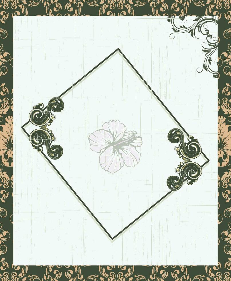 Vintage invitation card with ornate elegant retro abstract floral design vector