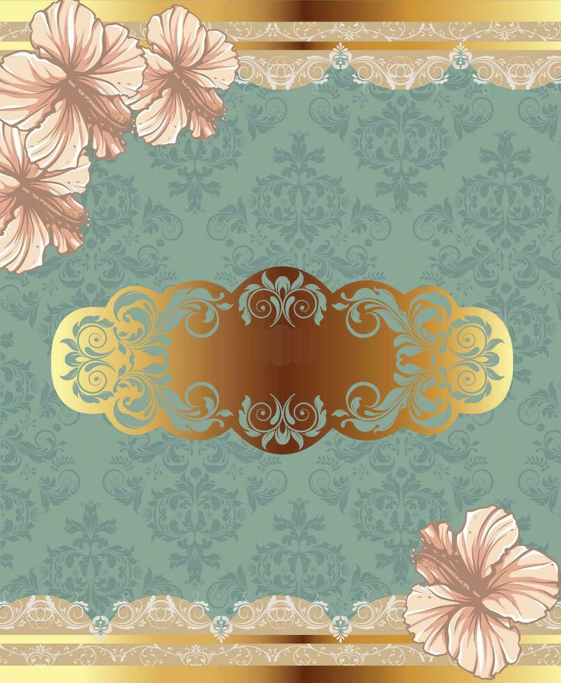 Vintage invitation card with ornate elegant retro abstract floral design vector