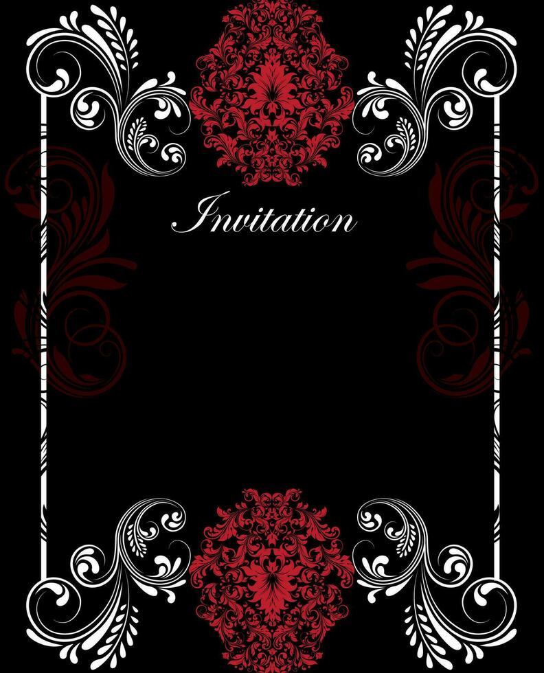 Vintage invitation card with ornate elegant retro abstract floral design vector