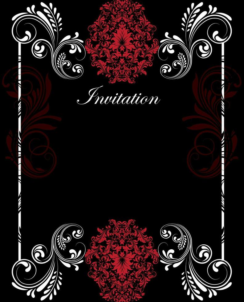 tarjeta de invitación vintage con diseño floral abstracto retro elegante adornado vector