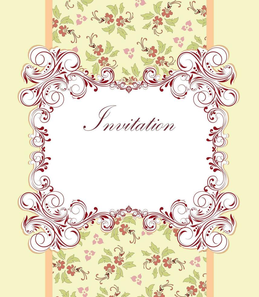 tarjeta de invitación vintage con diseño floral abstracto retro elegante adornado vector